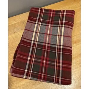 CHAPS Home Red Plaid Tablecloth 60x80" Oblong Oval 100% Cotton Country Christmas